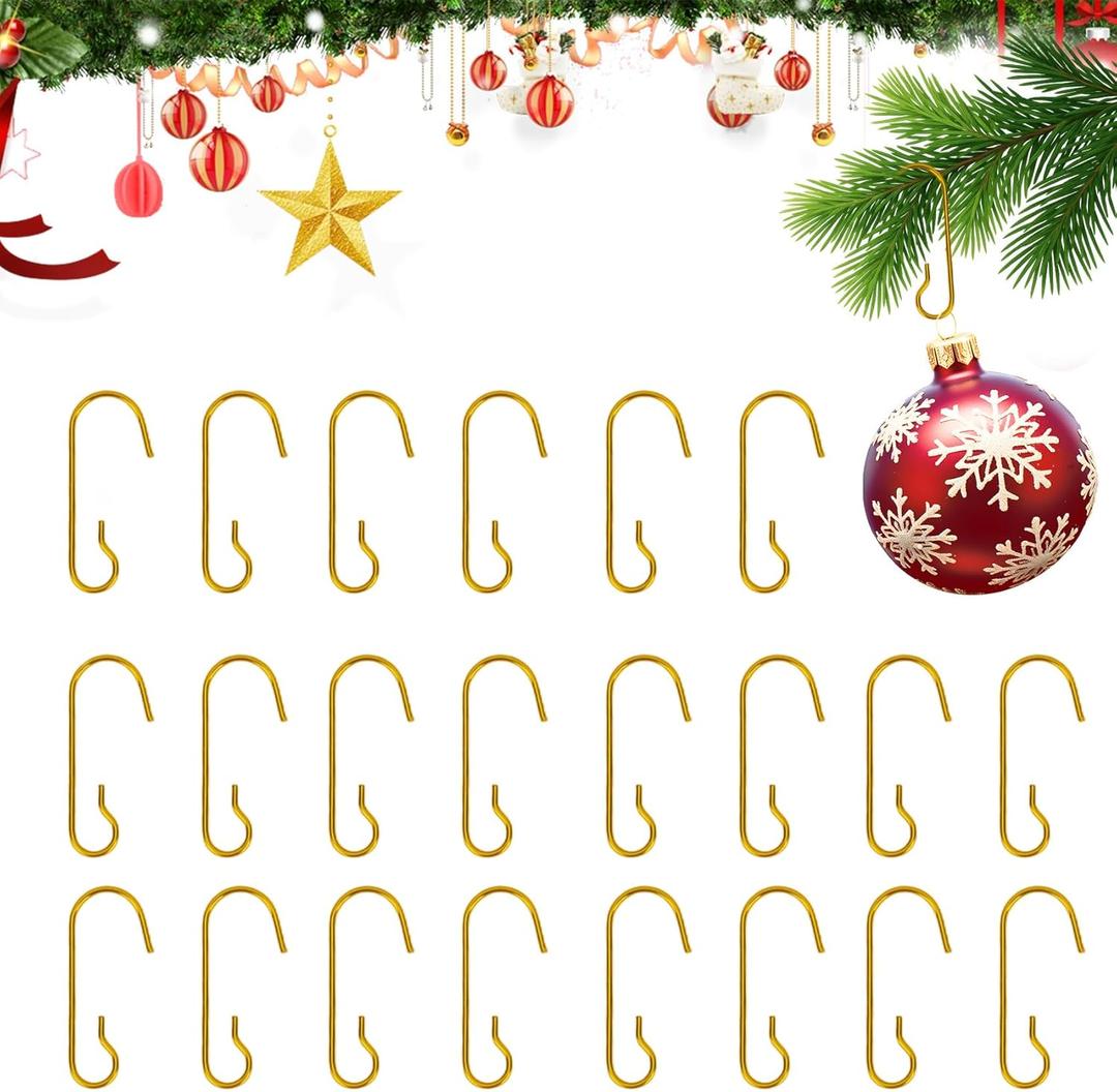 Ornament Hooks, 120 Pcs Christmas Ornaments Hooks for Christmas Trees, Gold Small Metal Wire Hangers Decorative Hook with Storage Box for Xmas Tree Ball Xmas Holiday Party Decorations Hanging, Gold