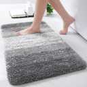 Arotive Microfiber Bathroom Rugs, Shaggy Soft and Absorbent Bath Rug, Non-Slip, Thick Plush Machine Washable Dry Bath Mats for Bathroom, Tub and Shower, 24x16, Grey