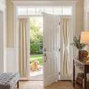 PONY DANCE Sidelight Door Curtain - 70% Blackout Patio Panel Top and Bottom Rod Pocket French Door Curtain for Privacy Bonus Tiebacks, 25 x 72-inch, Biscotti Beige, 1 Panel