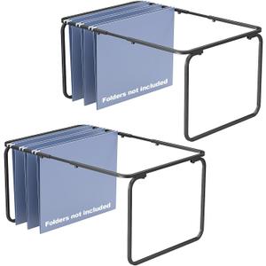TOPCJ Legal/Letter Size Hanging File Folder Frame,Adjustable 16 to 25 inches,Heavy Duty Steel File Cabinet/Drawer Organizer Insert,Hanging Folder Holder for Desktop,12.598" W X 9.45" H,2 Packs