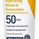 CeraVe 100% Mineral Sunscreen SPF 50 with Zinc Oxide & Titanium Dioxide, Hyaluronic Acid & Ceramides, Oil Free & Non-Greasy, Hydrating Mineral Sunscreen For Body, 5 oz