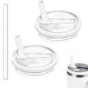 2 Pack 30 oz Tumbler Flip Straw Lid Replacement Compatible for Stanley Quencher, Leak Proof Lid Replacement for 30 OZ Stanley H2.0 FlowState Tumbler,Spill Proof Splash Reusable (White)