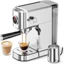 XIXUBX 20Bar Espresso Machine, Compact Espresso Maker with Milk Frother, Stainless Steel Coffee Machine for Cappuccino&Latte, 42oz Water Tank, Visible Pressure Gauge, Home&Office, Silver