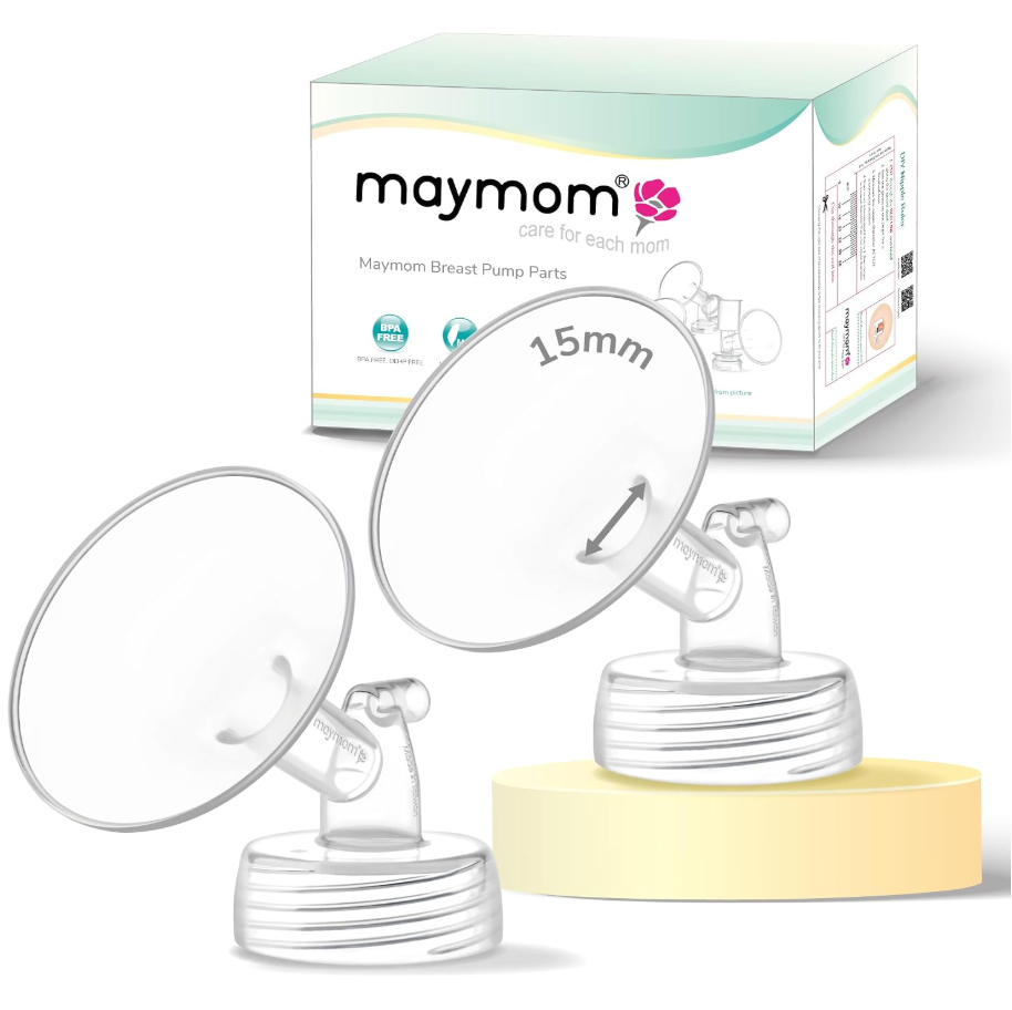 Maymom 15mm Wide Neck Pump Part for Spectra S1/S2 Pumps; Compatible with Syngergy Gold, Motif Luna Pumps; Incl Wide Mouth Flange; Not Original Spectra Flange; Replaces Spectra Shield