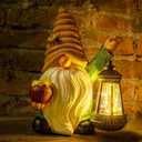 12.3''Solar Garden Gnomes Outdoor Decor Honey Bee jar Gnome Statues with LED Lantern Xmas Patio Lawn Yard Art Decoration Birthday Christmas Gardening Gifts for Mom Dad, Bee Gnome