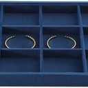 Velvet Stackable Jewelry Display Tray, 12 Grid Watch Bangle Bracelet Storage Tray, Makeup Drawer Insert Jewelry Shop Organizer Plate (Blue)