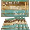 Farmhouse Table Placemats Set of 4 Place Mats Linen Wipeable Heat Resistant Placemats Washable Fabric Waterproof Rectangle Table Mat for Kitchen Dining Dinner 18 X 12 Inch, Retro