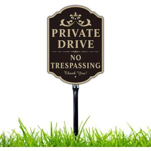 Large Private Drive Sign, 14”x10” Private Driveway No Trespassing Sign with 36”Strong Steel Stake Rust Free Heavy Duty Aluminum Easy Installation for Outdoor Use