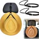 2PCS Leather Hat Mounts,Cowboy Hat Mounts for Your Vehicle,Hat Holder for Truck Seat Car Accessories Leather Cowboy Hat Hanger for Truck Headrest (Leather - Black)