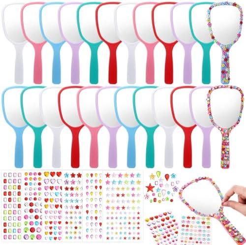 Wonderjune 24 Pcs Handheld Mirror DIY Decorate Your Own Mermaid Princess Mirror for Classroom Princess Birthday Party Favors Crafts Mermaid Game Decorations Supplies