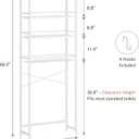 Over The Toilet Storage Rack, Bathroom Organizer with 3 Shelves & Basket, Space Saver Over Toilet Shelf with Adjustable Hooks, White, 24.8 inches x 9.84 inches x 68.11 inches