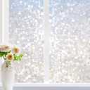 rabbitgoo Window Privacy Film, Decorative Rainbow Window Clings for Glass Covering, Static Cling Non Adhesive Door Stickers UV Blocking, Stained Glass Vinyl Decal, 3D Pebble, 35.4 x 78.7 inches (Clear)