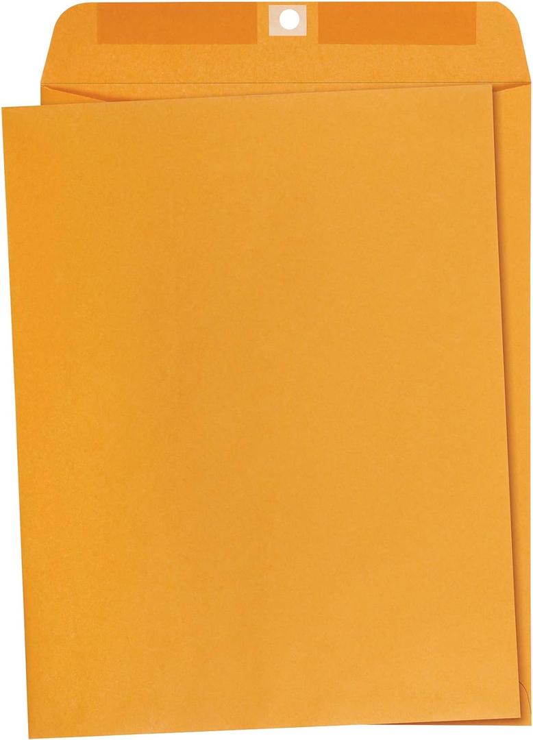 Amazon Basics Clasp Kraft Envelopes for Documents, Gummed Mailing, 10" x 13", 100-Pack