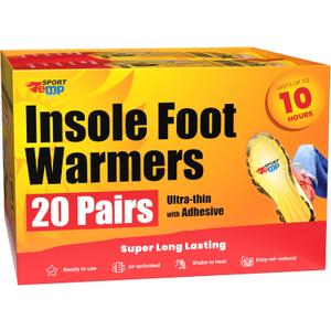 Insole Foot Warmers - Up to 10 Hours of Heat, Easily Apply with Adhesive - Ultra Thin, Easy, All Natural - Air Activated, Odorless Hot Insole Warmers - Sport Temp