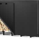 8ft Firewood Log Rack - Outdoor Wood Stand Holder, Heavy Duty Metal Fire Wood Pile Organizer with Cover for Fireplace Storage (96 x 14 x 48 Inch) (Black)