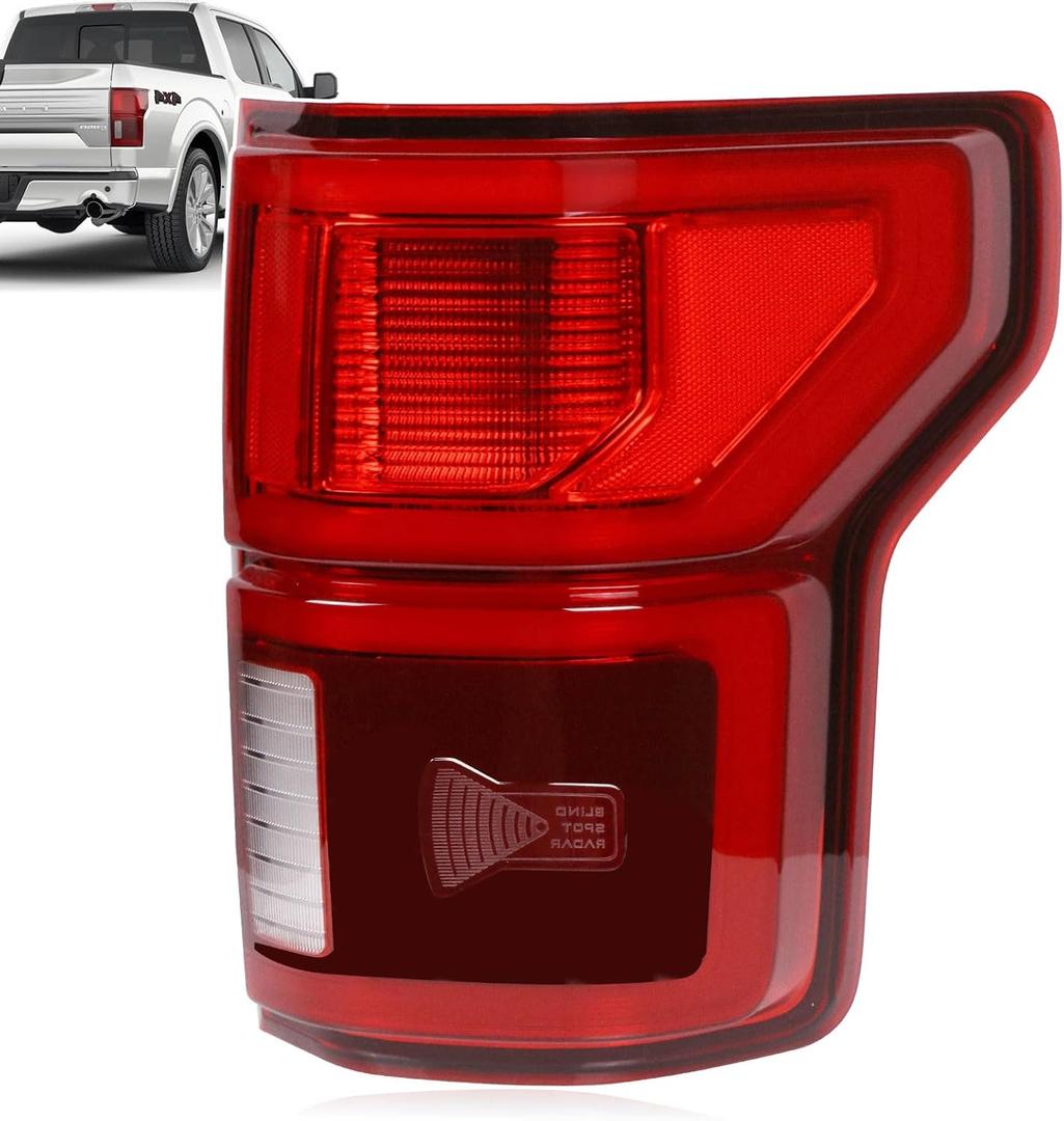 LED Tail Light with Blind Spot Compatible With Ford F150 2018 2019 2020 Right Passenger Side Taillight Rear Brake Lamp Signal Assembly with Bulb # KL3Z13404B(Module NOT Included)