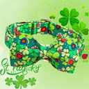 Lionheart glory St.Patrick's Day Dog Collar-Lucky Clover Shamrock Dog Bow Collar for Medium Dogs Spring Green Trefoil Collars with Bowtie Adjustable Heavy-Duty Puppy Collars Pet Gift Girl Boy