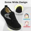 Relxfeet Men's House Shoes Wide Width Orthopedic Diabetic Slippers Adjustable Indoor Outdoor Slippers for Neuropathy Swollen Feet (All Black, Size 14)