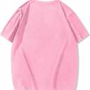 WDIRARA Men's Letter Graphic T Shirts Crew Neck Short Sleeve Tee Summer Top (Pink, XL)