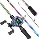 Sougayilang Spinning Fishing Reel Rod Combo, Two Pieces Colorful Poratble Light Weight Fishing Rod with Powerful Fishing Gear for Freshwater Saltwater (1.8/5'10'', Casting Combo-Left Hand)