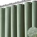 Dynamene Long Fabric Shower Curtain - 78 inch Waffle Weave Heavy Duty Cloth Shower Curtains for Bathroom, Neutral Weighted Hotel Spa Luxury Bath Curtain Set with 12 Plastic Hooks,72x78, Sage Green