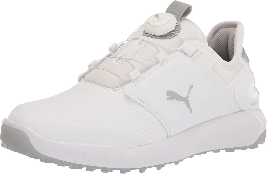 PUMA Men's Ignite Elevate Disc Golf Shoe, White Silver, 10