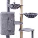 HUITREE 45in Cat Tree Tower with Big Condo for Indoor Cats,Cat Tower with Scratching Post,Scratching Board and Cat Toys,Multi-Level,Small Space,Transformer Cat Tree (Grey+)