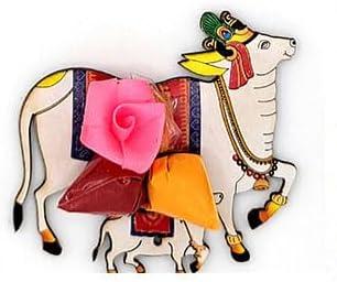 Return Gifts for Pooja - Haldi Kumkum Packets with Cow Figurine - Qty 30 - Pasupu Kumkum Return Gifts - Housewarming Return Gifts Indian - Diwali Dussehra Ganesh Gift- Hindu Gifts for Women