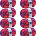 Cozyful Chunky Yarn for Hand Knitting - #10 Chunky Chenille Blanket Yarn, Jumbo Big Thick Chunky Yarns for Crocheting, Tie Dye Bulky Knit Yarns, 8 Skein (25 yds 8 oz Each Skein), Orange&Rose&Purple