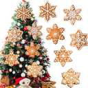 Shellwei 6 Pcs 11.8 Inch Large Gingerbread Christmas Ornaments Gingerbread Snowflakes Hanging Christmas Tree Decoration Xmas Plastic Decorations for Xmas Tree Home Decor Holiday Party Supplies