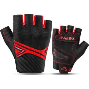 INBIKE Breathable Mesh Half Finger Motorcycle Gloves Hard Knuckle Wear Resistant with TPR Padded Palm Cushioning (Black, S)