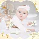 96 Pcs Cross Soap Baptism Favors Set Include 24 Scented Soap Favors 24 Wooden Rosary 24 Bags and 24 Cards Baby Baptism Favor for Baby Shower Christening Favors Guests First Communion Gifts