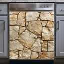 2D Flat Stone Texture Dishwasher Magnet Cover 23x26 Inch Decorative Magnetic Dishwasher Panel Neutral Rustic Fridge Cover Sticker Removable Kitchen Appliance Magnet