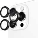 Pelican Camera Lens Protector w/Aluminum Rings for iPhone 16 Pro Max/iPhone 16 Pro - 9H Tempered Glass - Durable Anti-Scratch, Anti-Shatter, HD View w/Night Shoot, Case Friendly, Easy Install - Black