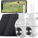 2K Solar Security Cameras Outdoor Wireless, 2 Pack Outdoor Camera Wireless Solar Powered, Pan Tilt 360WiFi Camera with Color Night Vision/PIR Sensor/2-Way Audio/Alexa/Google Assistant