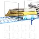 8 Pack Wire Closet Shelf Organizer - Easy Clip-No Tool - 8.5" Tall Acrylic Closet Shelf Dividers for Wire Shelves for Shirt Handbag Sweatshirt Storage for Office/Pantry/Garage Separator,Clear