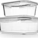 Razab 4 Pc (2700ML/ 91 Oz & 1520ML/ 51 Oz) Airtight Large Glass Food Storage Containers with Lids - BPA Free, Leak Proof Meal Prep Containers (2 Containers + 2 Lids) Microwave, Oven & Freezer Safe