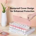P-80 Daily Contact Lens Organizer with Remover & Tweezer, Disposable Lens Dispenser, Clear Plastic Box for All Brands (Pink)