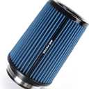 3 3.5 4 Inch Cold Air Intake Filter 76mm 89mm 101mm High Performance Washable 3 Sizes in 1 Clamp-On Replacement Cone Air Filter Blue