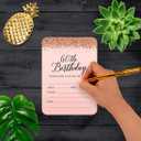 Andaz Press Blush Pink And Rose Gold Glitter Elegant Party, 5X7-Inch Invitations With Envelopes, 60th Birthday, 24-Pack, Double Sided Printing, Birthday Invitations For Women 60th Birthday Invitations