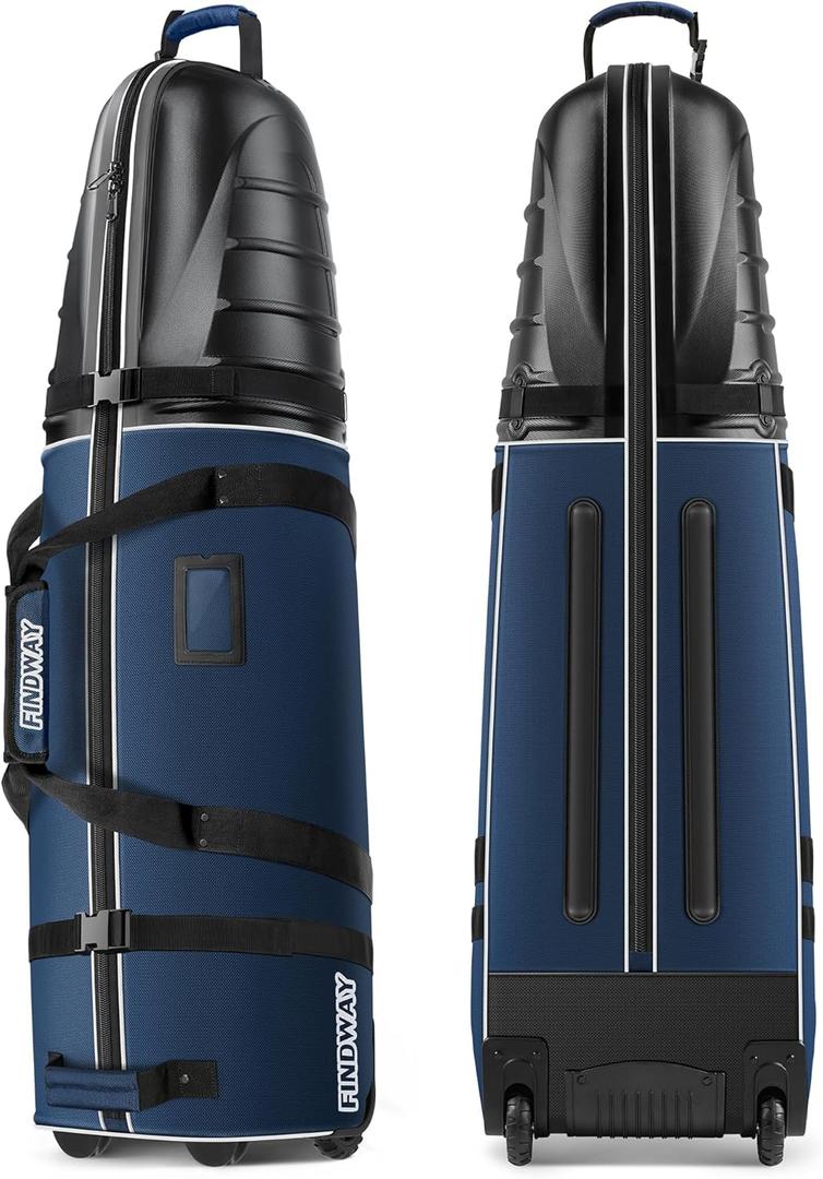 findway Golf Travel Bags, Golf Bag Travel Case for Airlines with Wheels, 1680D Heavy Duty Oxford and ABS Hard Case Top, Lightweight and Foldable (Blue)