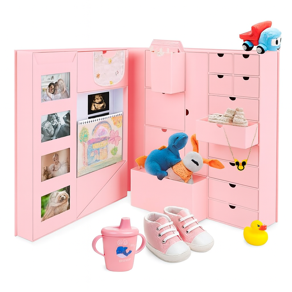 Baby Keepsake Box - Baby Memory Box - Baby Boy Girl Keepsake Box Tins Memory Box Pregnancy Baby Bubbs Storage Box Baby First Year Box Library Baby All-in-One Organizer