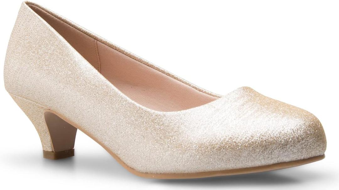 Olivia K Women's Classic Closed Toe Kitten Heel Pumps | Dress, Work, Party Low Heeled 10