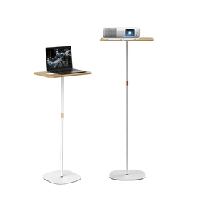 Small Laptop Standing Desk, Adjustable Height Pedestal Side Table with Wooden Top, Portable Tall End Table Workstation, Stand-Up Desk for Bedside, Couch, Sofa, Living Room, Bedroom, Home Office, White