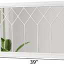 Rectangular Window Mirrors for Wall Decor 20 X 40 Inch, Distressed White Farmhouse Wooden Window Pane Mirror for Living Room, Rustic Horizontal Long Mirrors for Hallway Entryway