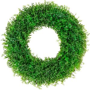 22inch Artificial Boxwood Wreath, 22" Spring Summer Wreath Faux Greenery Leaves Wreath for Front Door Wall Window Porch Farmhouse Patio Garden Indoor Outdoor Decor Wedding Party Decoration