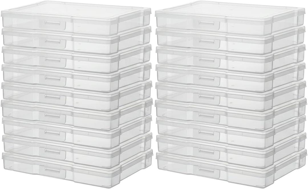 novelinks 18 Pack 5"x7" Clear Photo Storage Boxes with Lids, Plastic Photo Organizer Cases and Picture Boxes, Picture Storage Containers for Greeting Cards, Task boxes, Board Games