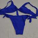 Rajputana Bikini Set for Women Front Tie Knot Tie Side String Two Piece Bathing Suits Swimsuit (Small, Blue)
