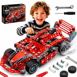Metal Model Car Kit, 287 Pcs STEM Building Toy | Real tools & metal parts. STEM building kit for ages 8-12, teens & adults. Great gift for kids who love cars