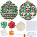 FREEBLOSS 2 Set Beaded Counted Cross Stitch Kits Christmas Ball Style Seed Bead Embroidery Kits with Instruction Bead Needlework Set for Beginners Gift